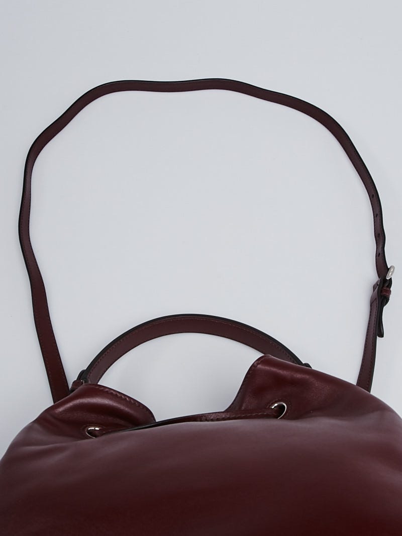 Prada Granato/Rubino Soft Calf Leather Cinch Bucket Bag 1BE069 Prada Granato/Rubino Soft Calf Leather Cinch Bucket Bag  main image 3