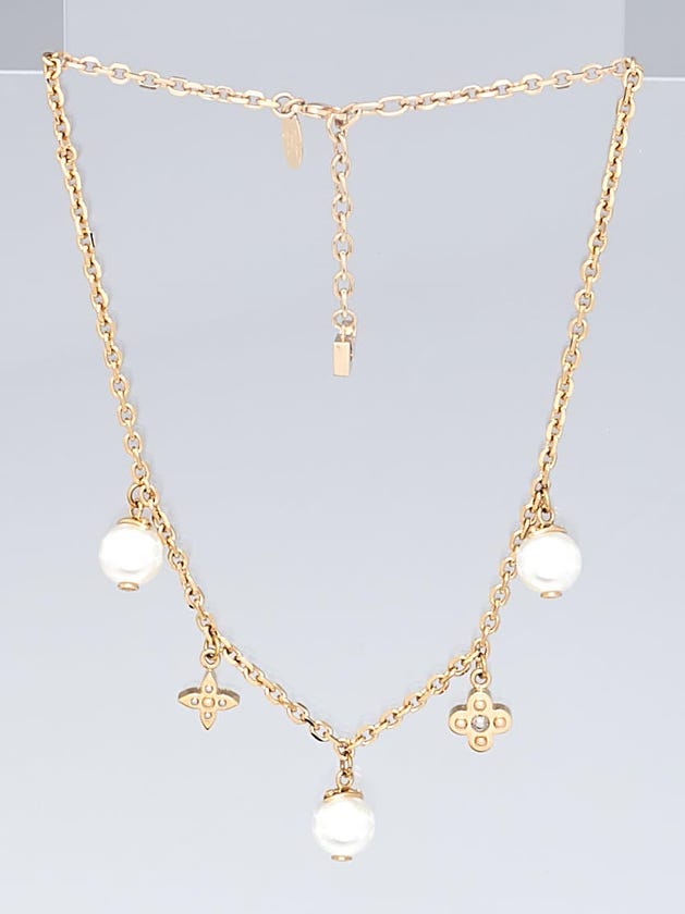 Louis Vuitton Goldtone Charmy Pearl Necklace