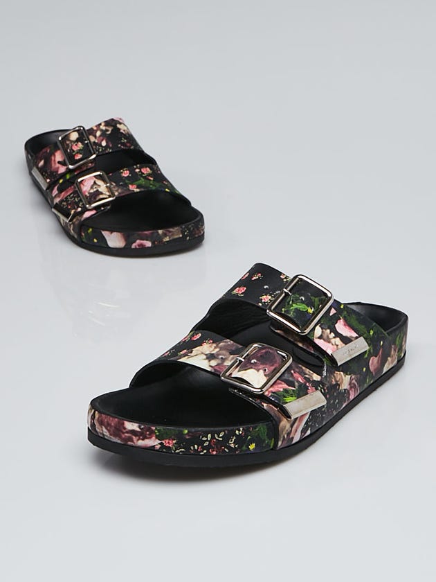 Givenchy Floral Print Leather Slide Sandals Size 5.5/36