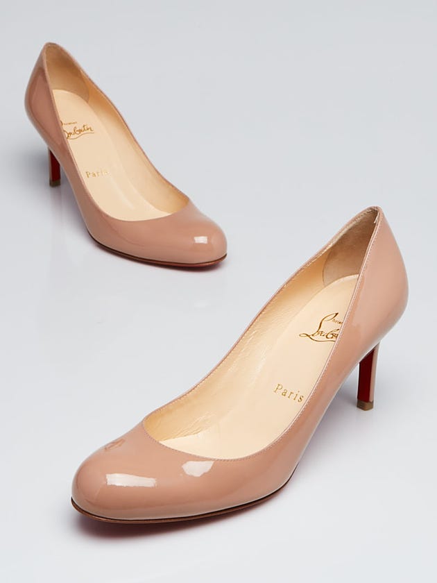 Christian Louboutin Nude Patent Leather Simple 70 Pumps Size 8.5/39