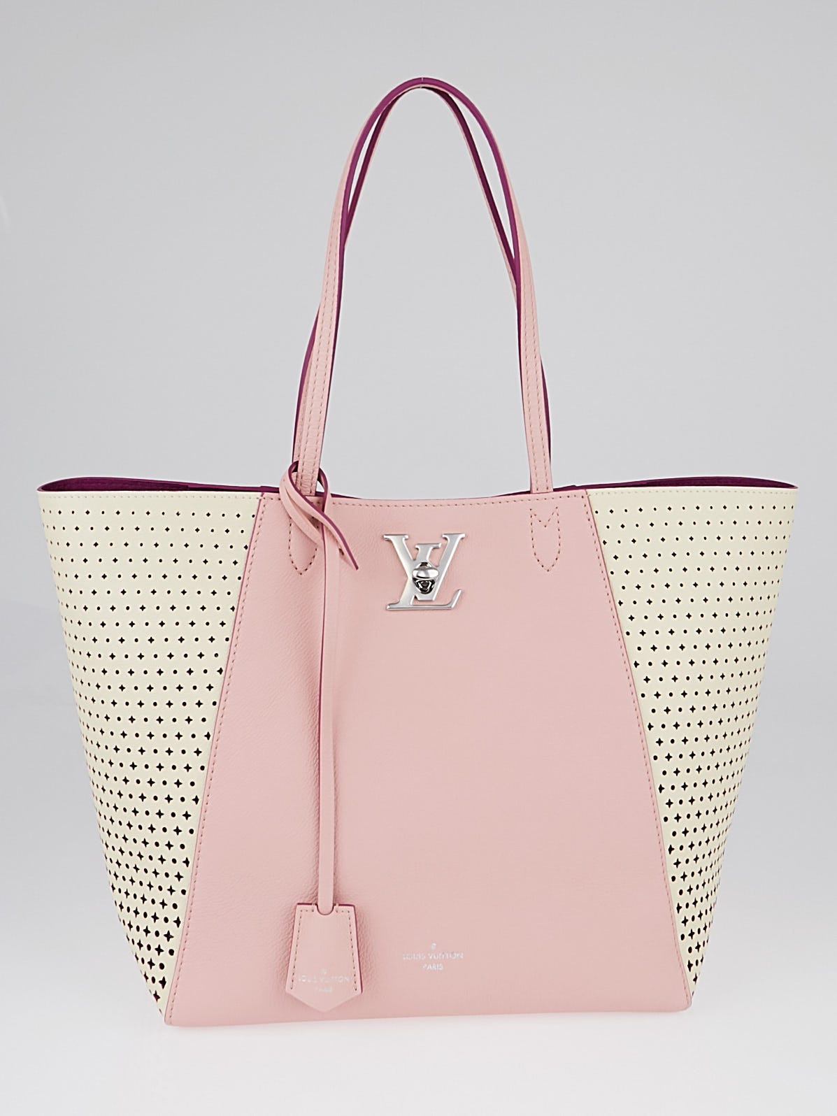 Louis Vuitton LockMe Cabas Tote Bag Pink Navy blue Leather ref