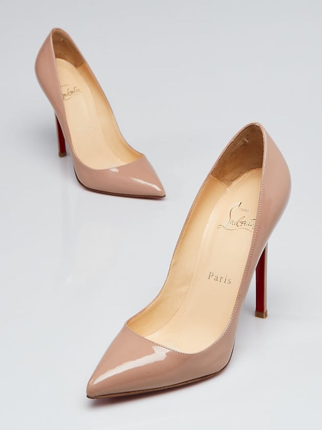 Christian Louboutin Nude Patent Leather Pigalle 120 Pumps Size 5/35.5