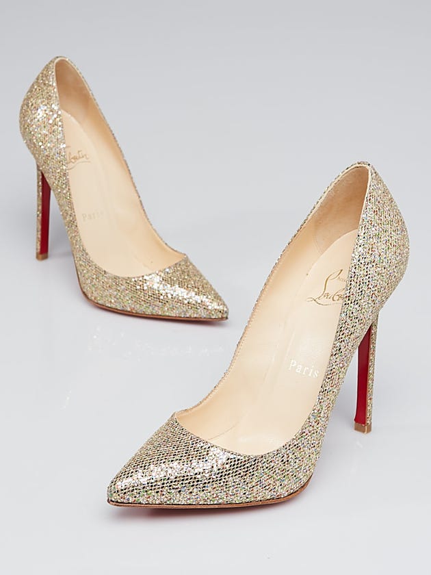 Christian Louboutin Gold/Multicolor Glitter York Pigalle 120 Pumps Size 5/35.5