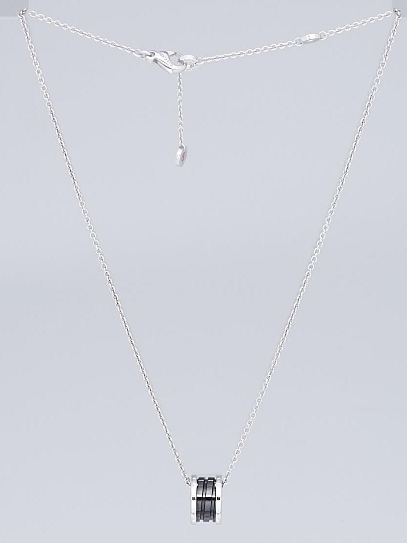Bvlgari Sterling Silver and Black Ceramic Save the Children B.Zero1 Pendant Necklace