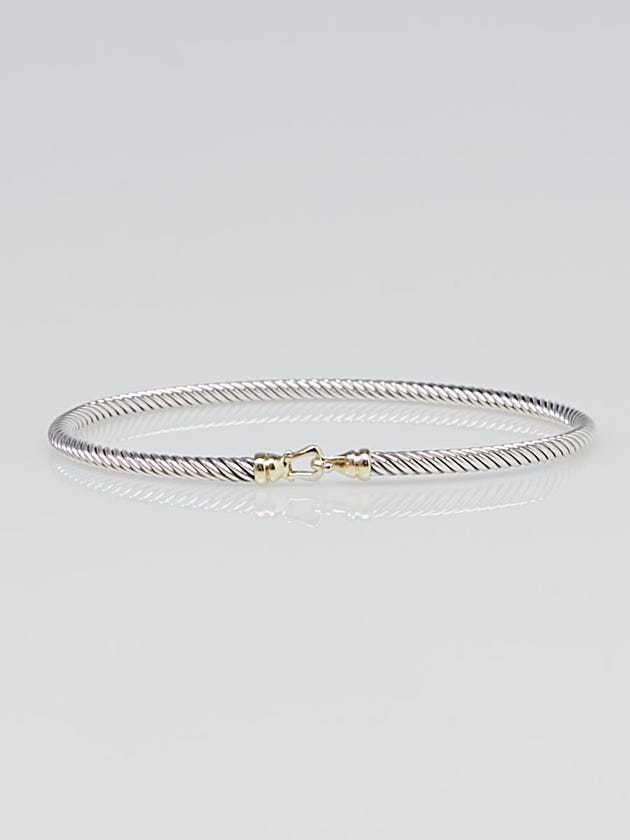 David Yurman 3mm Sterling Silver and 18k Gold Cable Buckle Bracelet