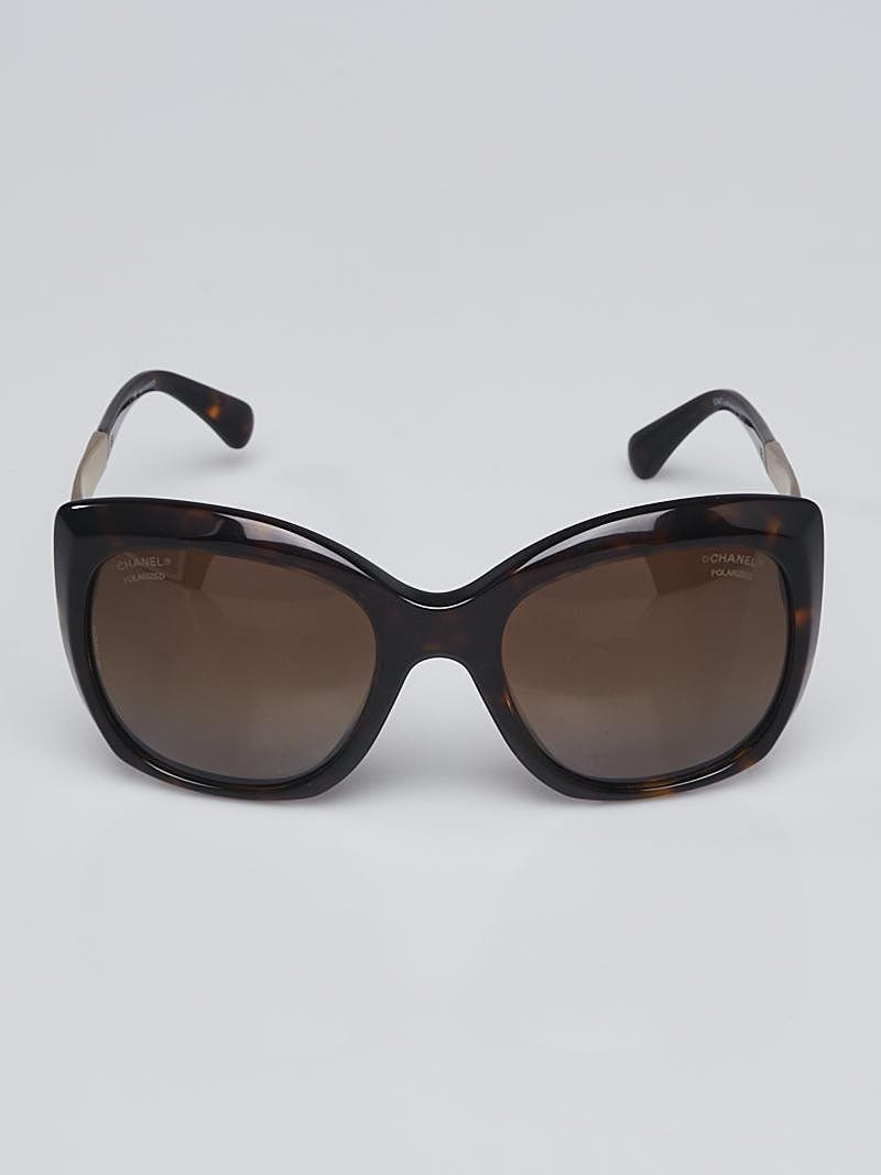 CHANEL 5347 NWT Authentic Sunglasses Tortoise - Goldtone Tweed Detail - Rare Chanel Tortoise Shell Acetate Oversized Square Metal Tweed  main image 3
