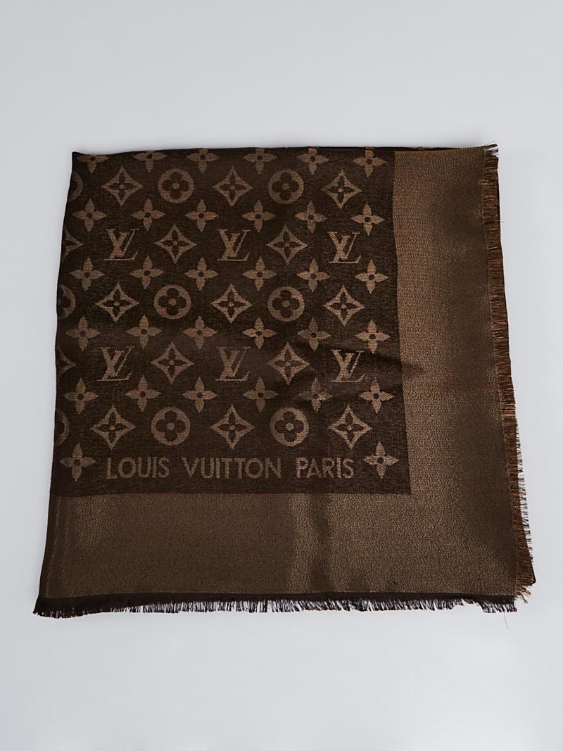 Authentic Louis Vuitton Monogram Wool Silk Shawl