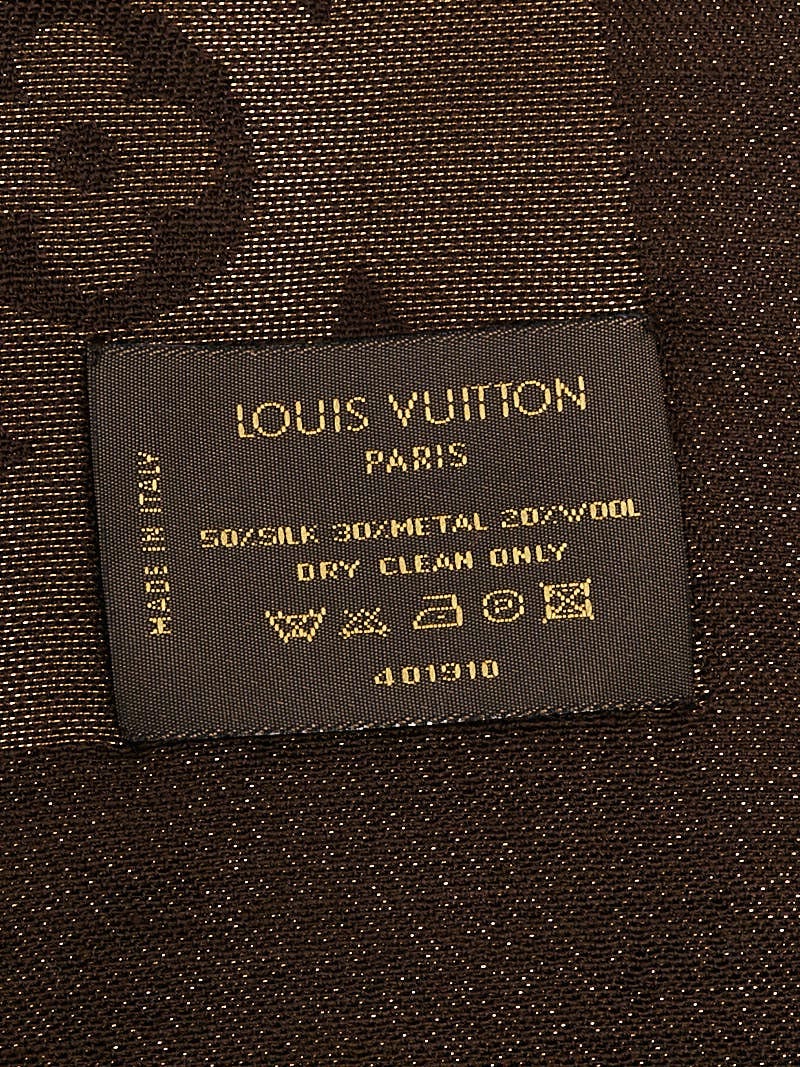 Louis Vuitton Bronze Monogram Wool/Silk Shine Shawl Scarf
