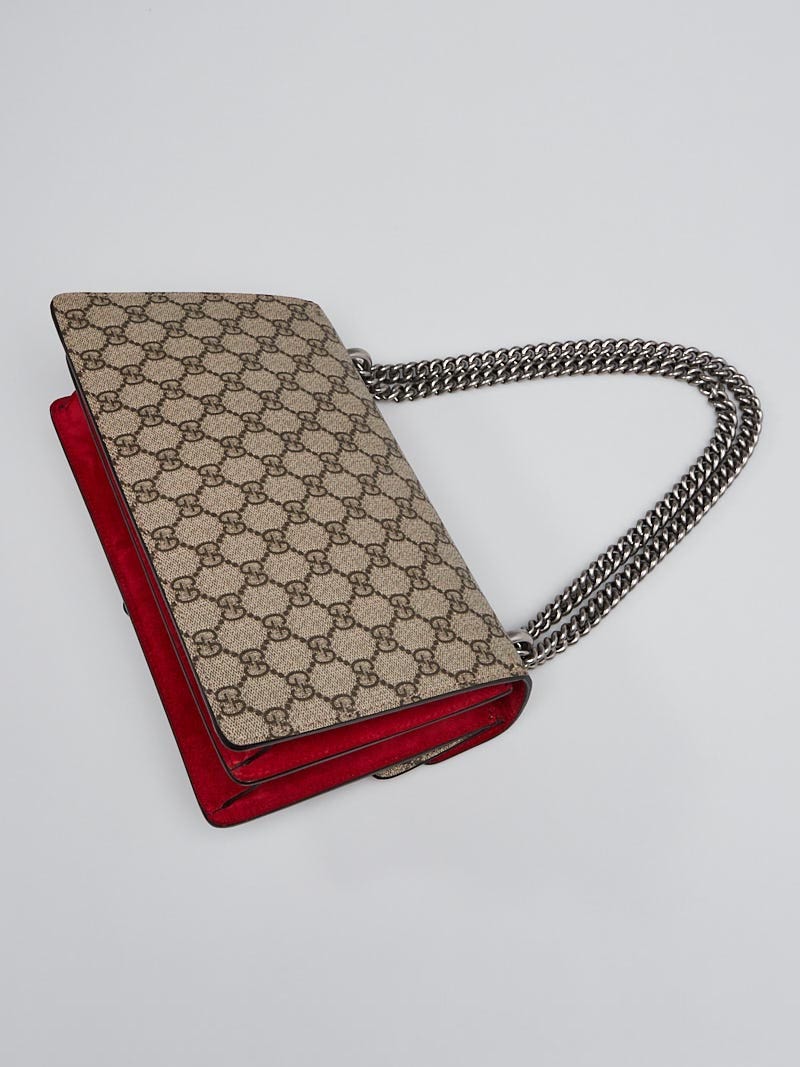 Gucci Beige/Ebony GG Supreme Canvas Dionysus Mini Card Holder On Chain  Wallet - Yoogi's Closet