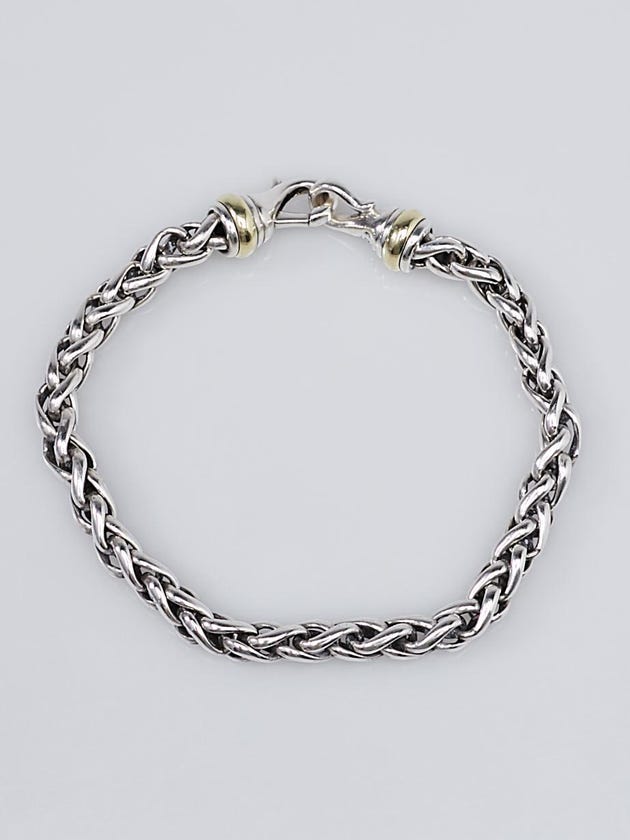 David Yurman Sterling Silver and 14k Gold Wheat Chain Bracelet