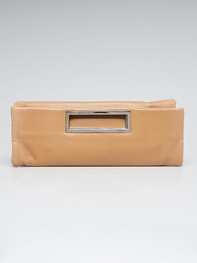 Yves Saint Laurent Beige Leather Foldover Clutch Bag