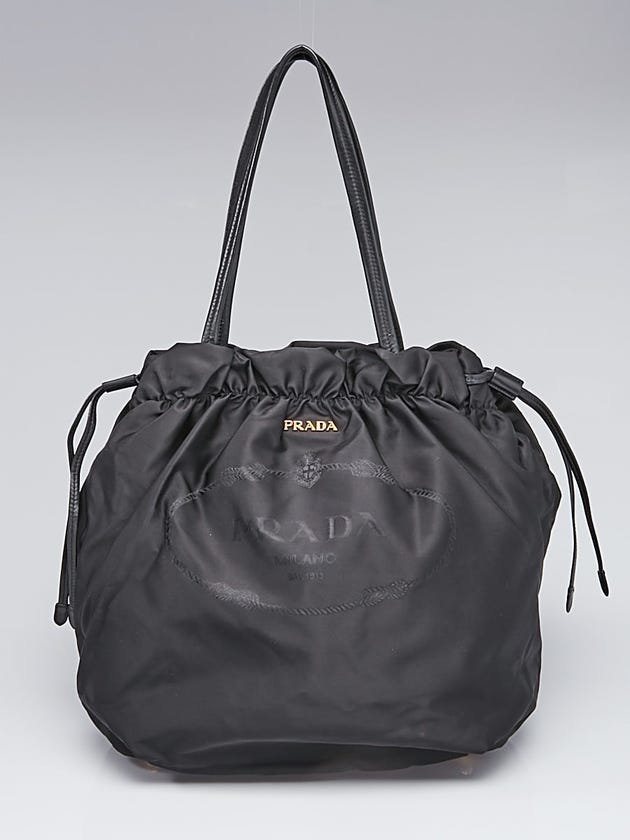 Prada Black Tessuto Nylon Drawstring Tote Bag