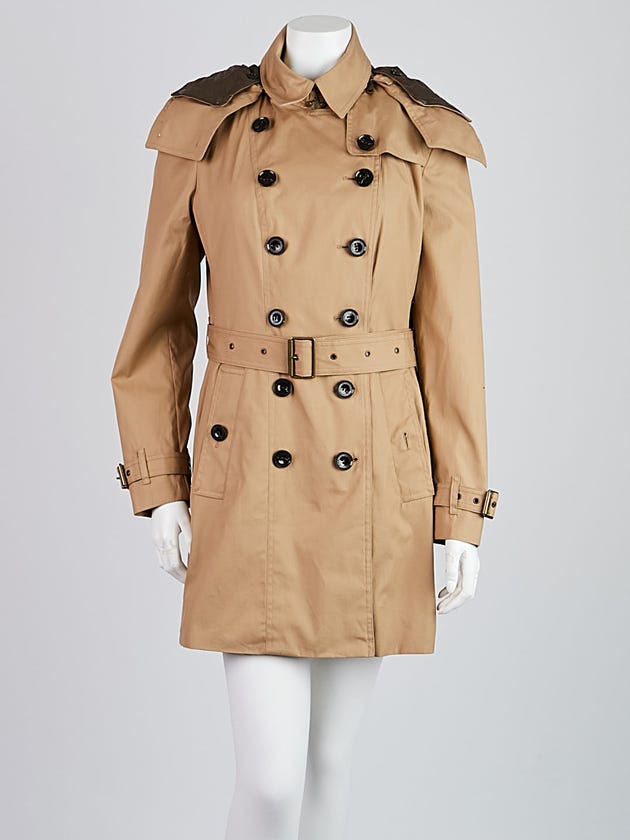 Burberry Britt Tan Cotton Double Breasted Coat Size 6