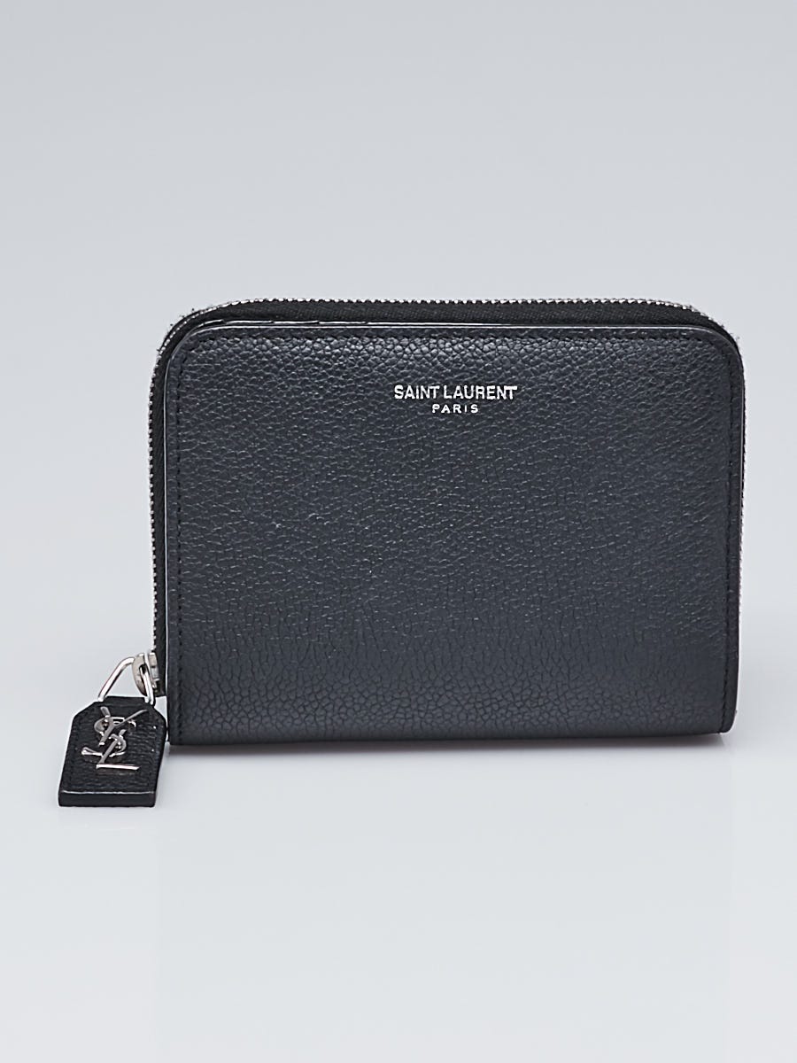 Yves Saint Laurent Black Grained Leather Zip Compact Rive Gauche