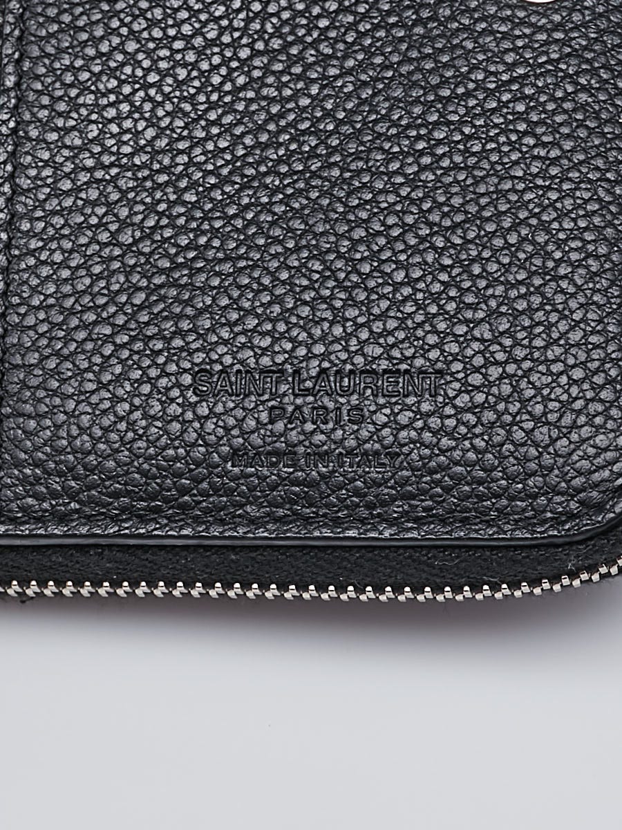 Yves Saint Laurent Black Grained Leather Zip Compact Rive Gauche