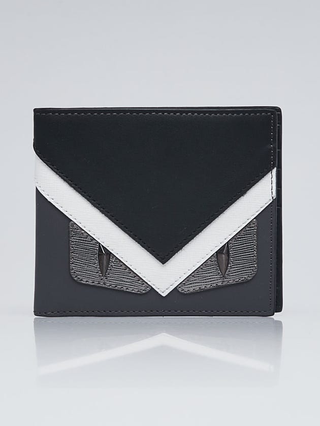 Fendi Black/Grey Leather Monster Creature Horizontal Wallet