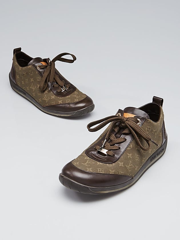 Louis Vuitton Dark Khaki Monogram Mini Lin Sneakers Size 8.5/39