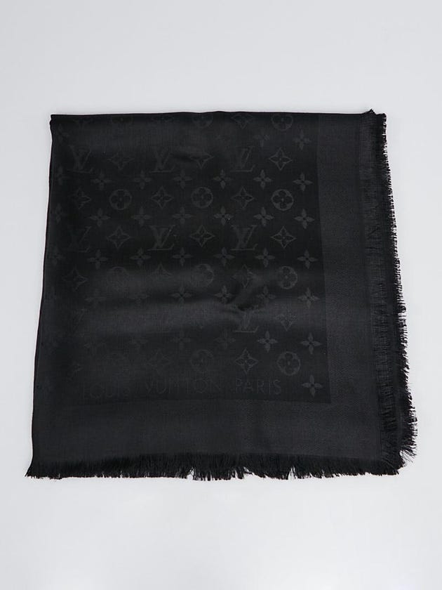 Louis Vuitton Black Monogram Silk/Wool Shawl Scarf