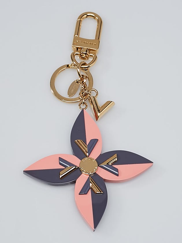 Louis Vuitton Pink/Purple Resin Flower and V Key Holder and Bag Charm