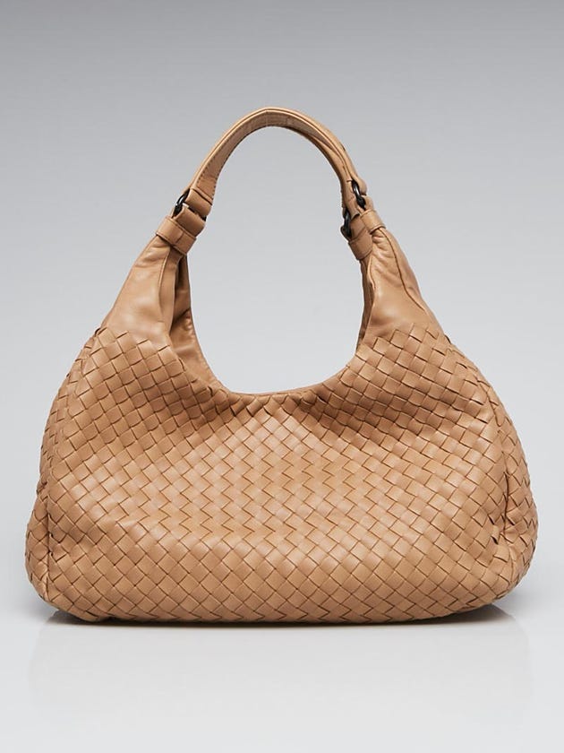 Bottega Veneta Sand Intrecciato Woven Nappa Leather Small Campana Bag