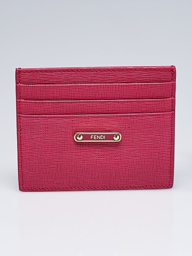 Fendi Pink Textured Leather Card Case