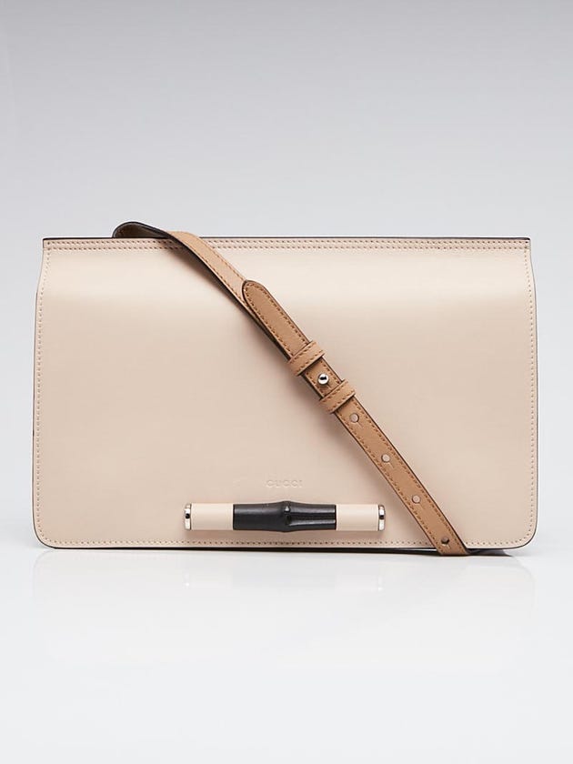 Gucci Taupe Leather Lady Bamboo Flap Bag