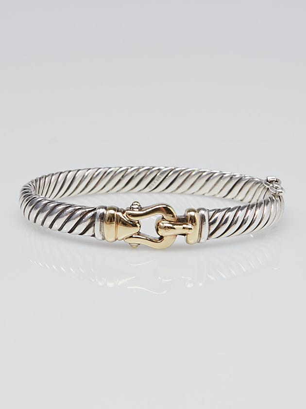 David Yurman Sterling Silver and Gold Plated Cable Buckle Bracelet