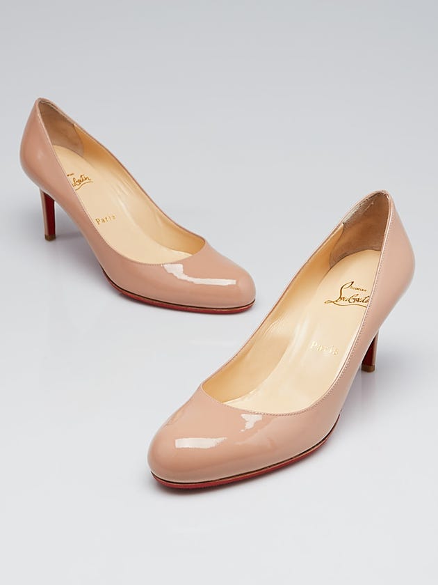 Christian Louboutin Nude Patent Leather Simple 70 Pumps Size 10/40.5