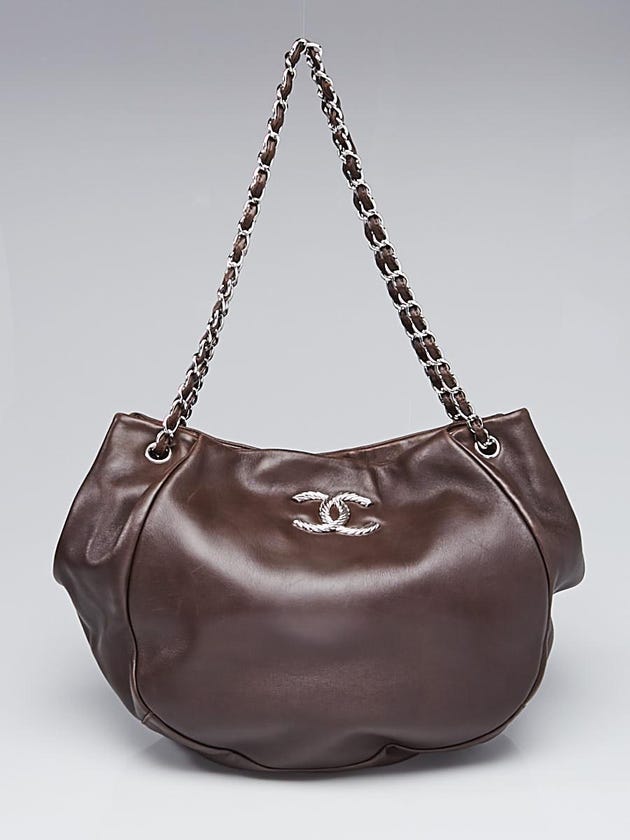 Chanel Brown Ultra-Soft Lambskin Leather CC Shopping Tote Bag