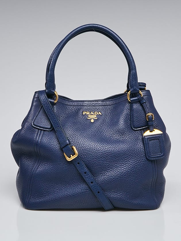 Prada Inchiostro Vitello Daino Leather Tote Bag BN2534