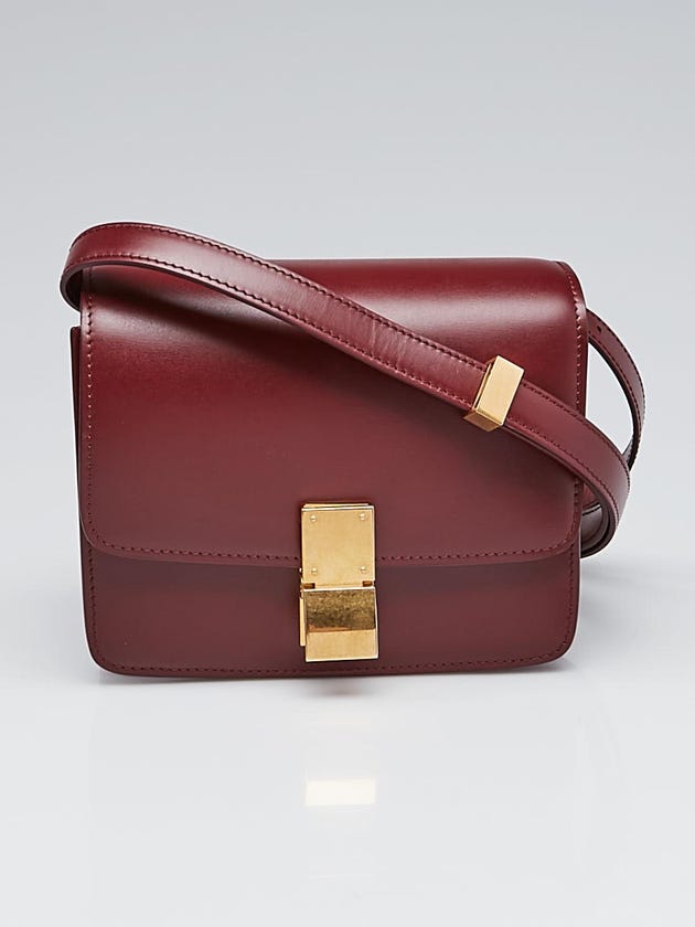 Celine Burgundy Leather Small Box Bag