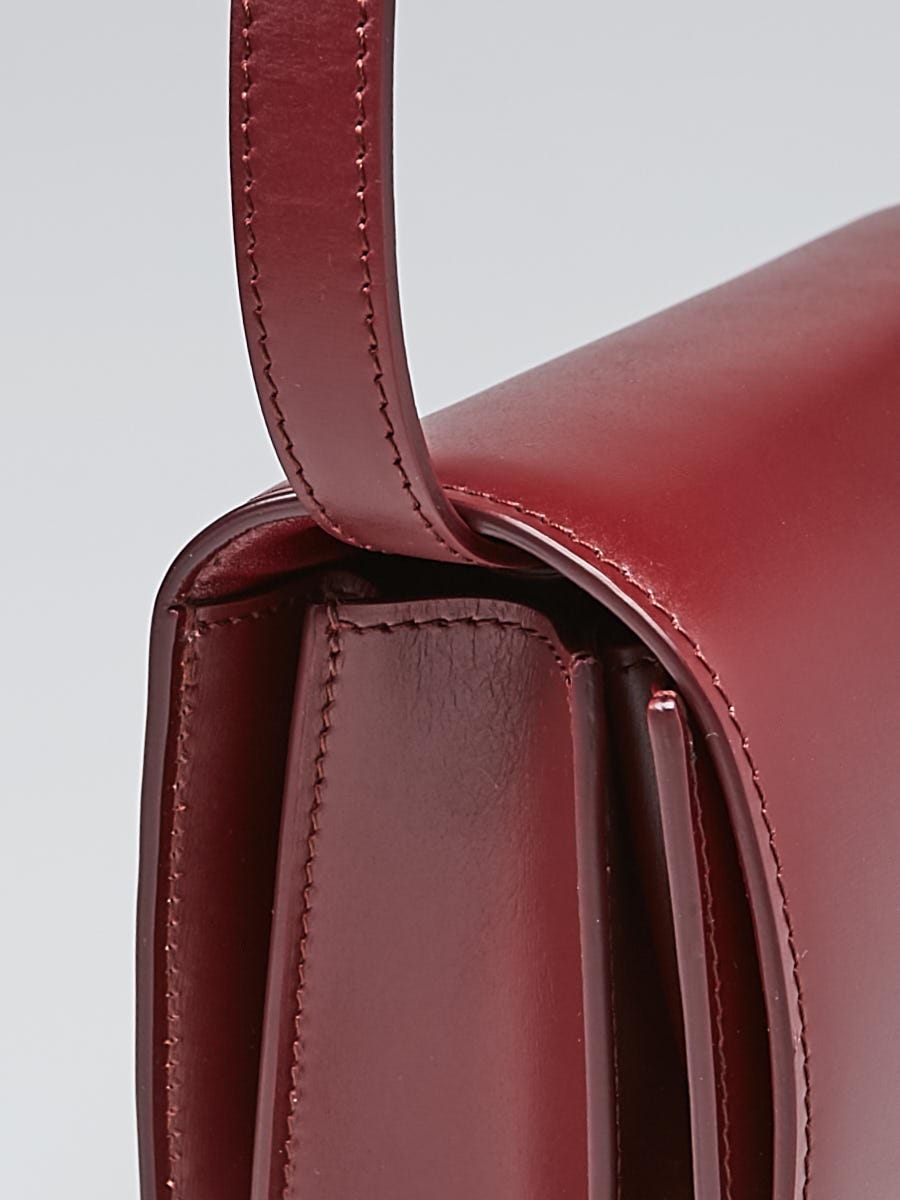 Authentic CELINE Classic Box Bag In Red Burgundy Calfskin