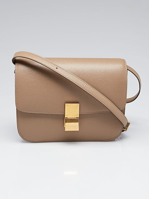 Celine Taupe Grained Leather Medium Box Bag