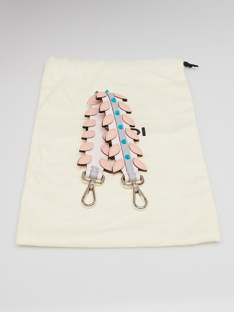 Fendi Pink/Grey Leather Mini Strap You Shoulder Strap