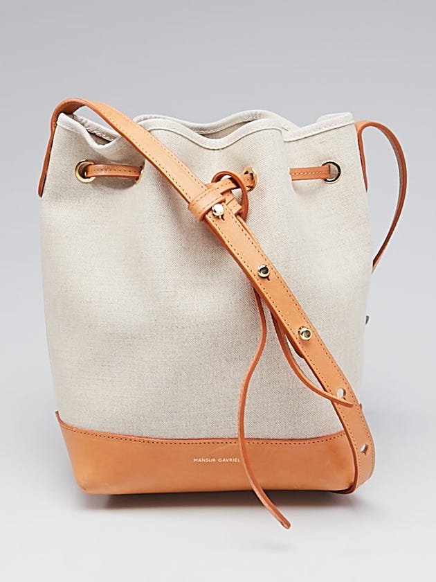 Mansur Gavriel Crme/Cammello Canvas/Leather Mini Bucket Bag