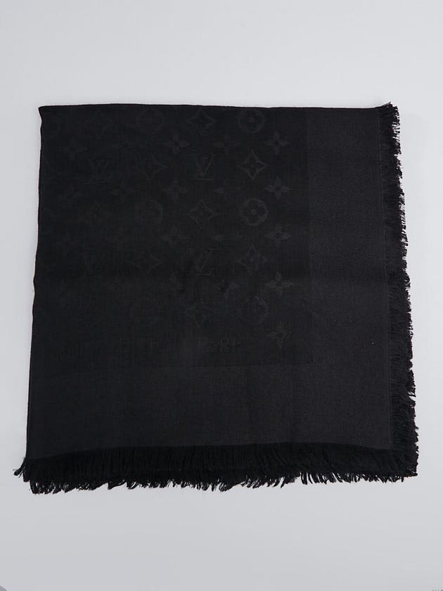 Louis Vuitton Black Monogram Silk/Wool Shawl Scarf