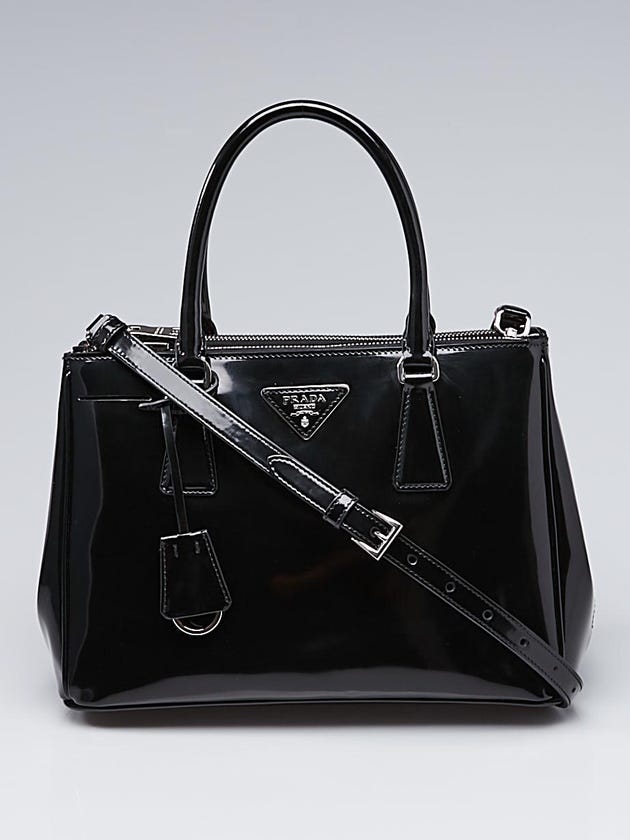 Prada Black Spazzo Lato Leather Small Zip Tote Bag B2863N