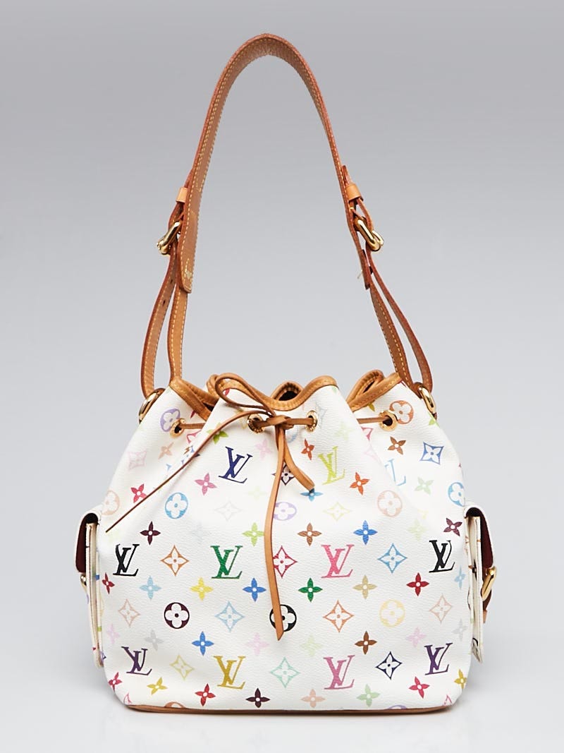 Louis Vuitton White Multicolor Monogram Petite Noe Bag - Yoogi's Closet