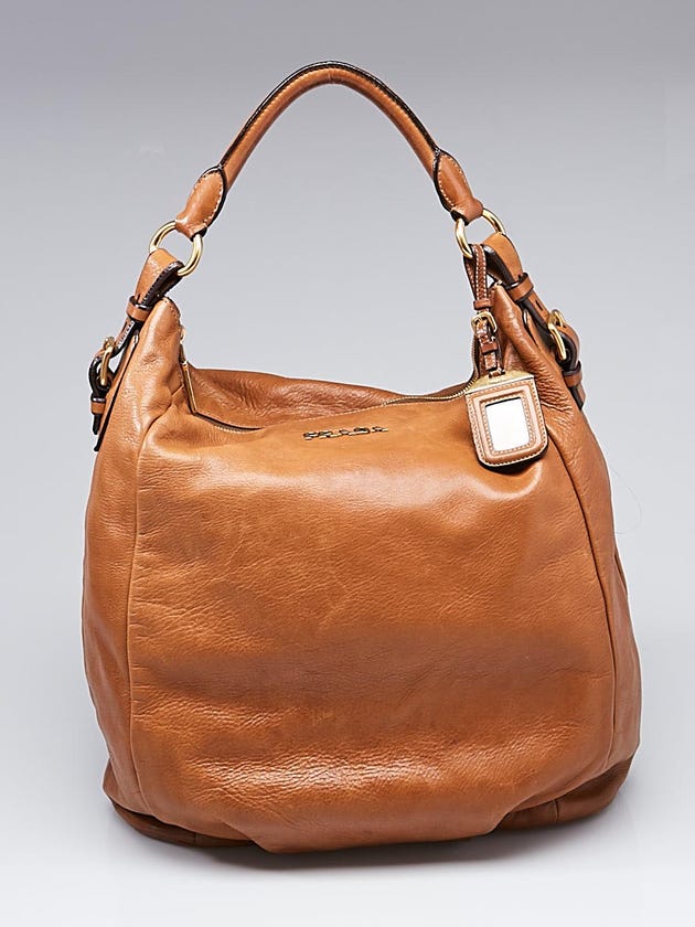 Prada Nicciolo Cervo Shine Leather Large Hobo Bag BR4268