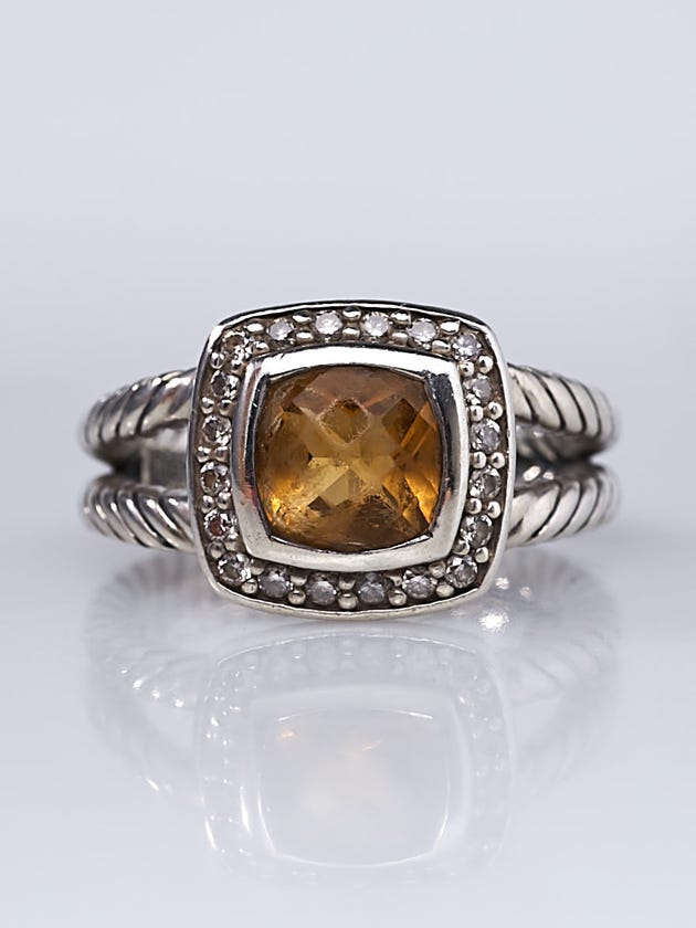 David Yurman 7mm Citrine and Diamond Petite Albion Ring 5.5
