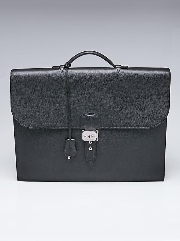 Hermes Black Vache Trekking Leather Sac a Depeche 2-41 Briefcase Bag
