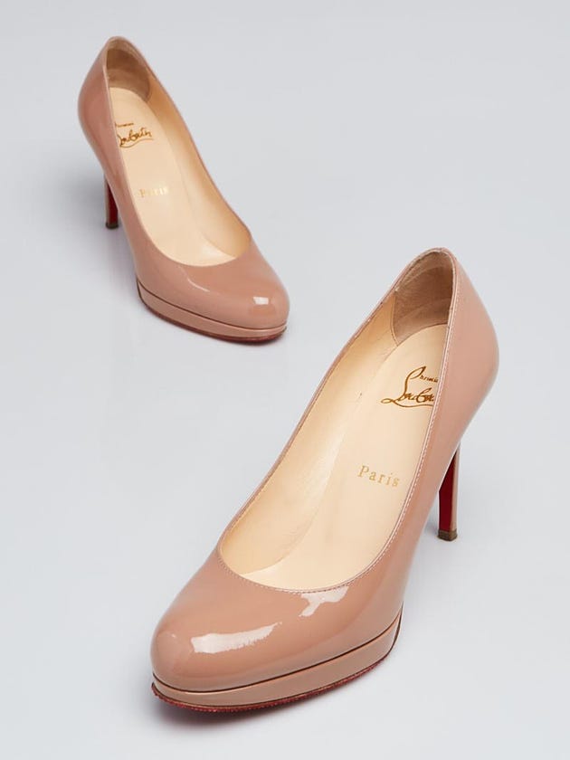 Christian Louboutin Beige Patent Leather New Simple 100 Pumps Size 6/36.5