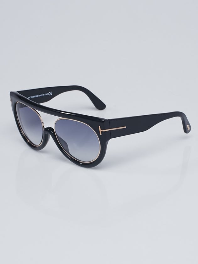 Tom Ford Black Plastic Frame Alana Modified Aviator Sunglasses- TF360