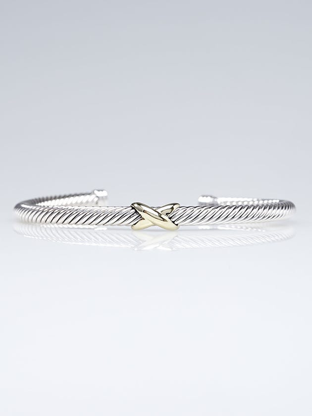 David Yurman 4mm Sterling Silver and 18k Gold Cable Crossover X Bracelet