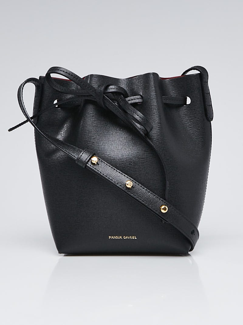 Mansur Gavriel Mini Saffiano Leather Bucket Bag Black