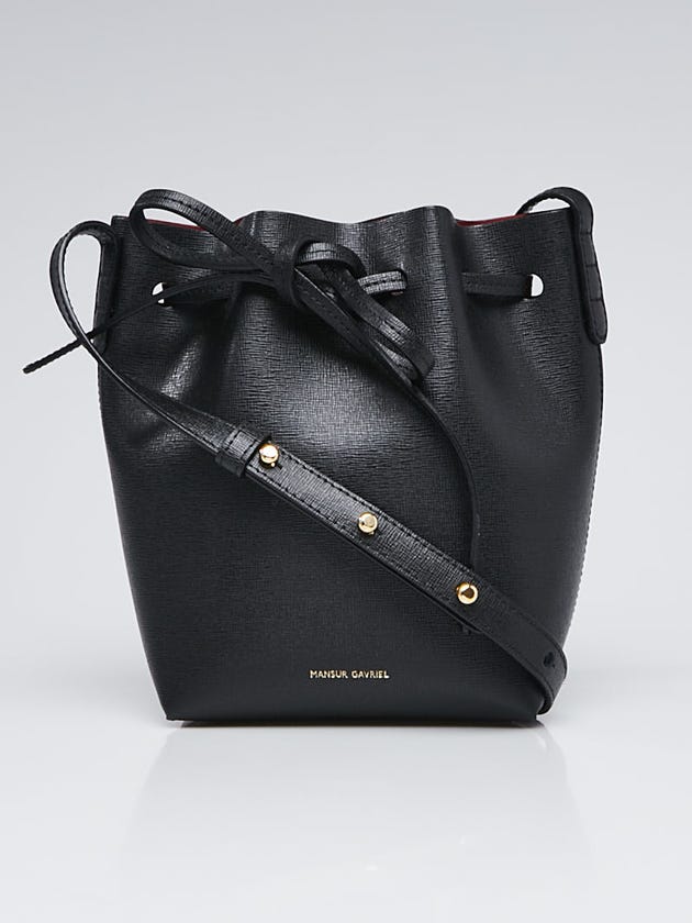 Mansur Gavriel Black/Flamma Saffiano Leather Mini Mini Bucket Bag