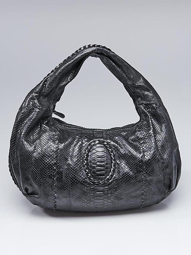Bottega Veneta Black Waxed Python Croquet Belly Bag
