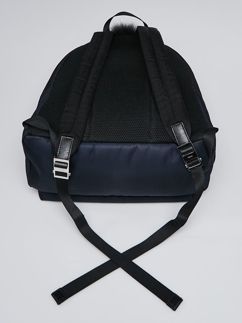 Fendi Black Nylon and Leather Monster Eyes Backpack Bag 7VZ012