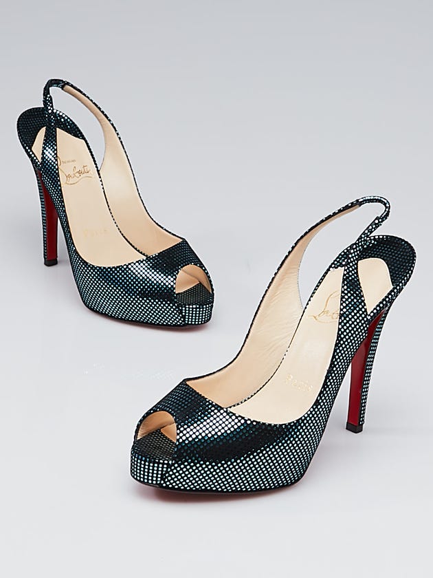 Christian Louboutin Turquoise Suede No Prive 120 Slingback Pumps Size 5/35.5