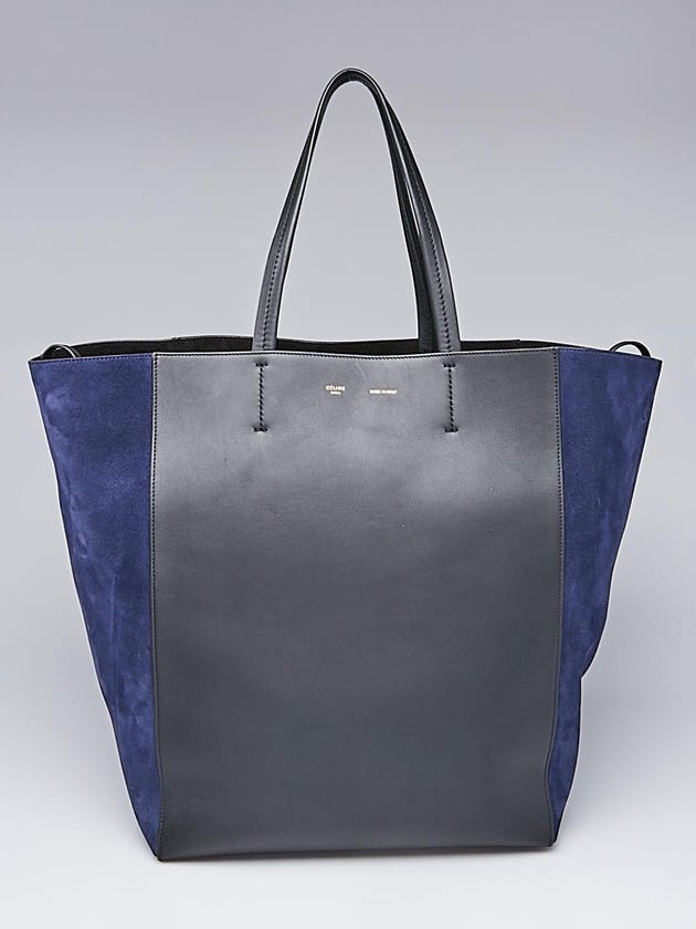 Celine Black Leather and Blue Suede Horizontal Phantom Large Cabas Tote Bag